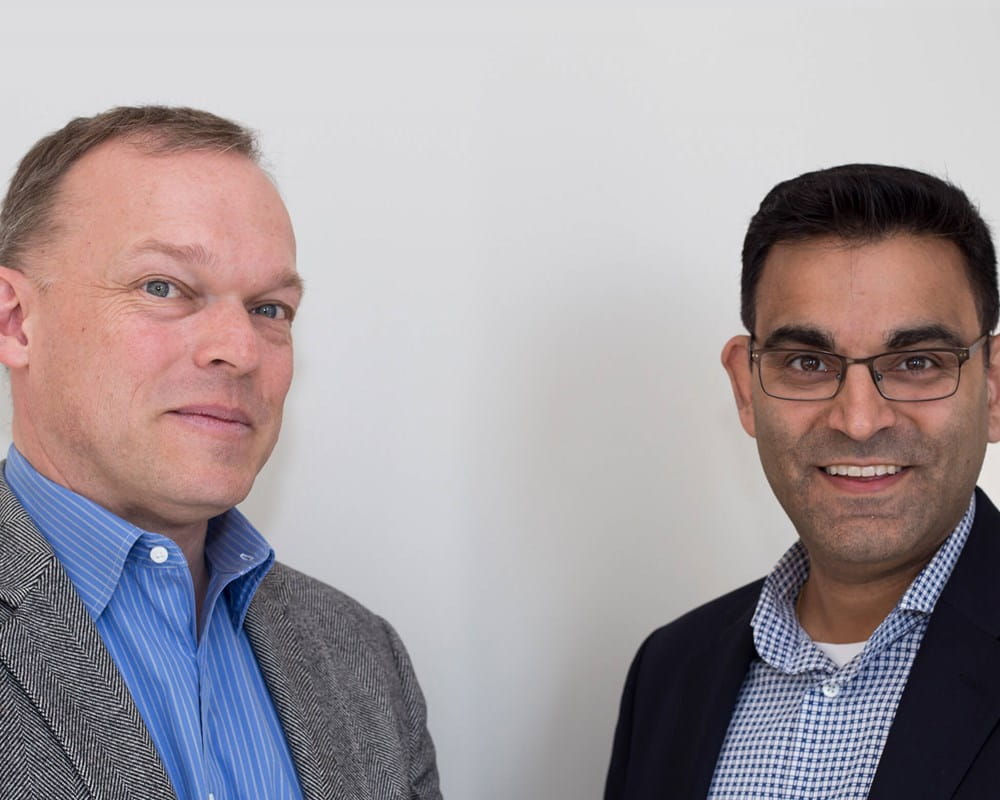 Dr. Sean Hill, Director of the Krembil Centre for Neuroinformatics, and Dr. Neil Vasdev, Director of the Azrieli Centre for Neuro-Radiochemistry